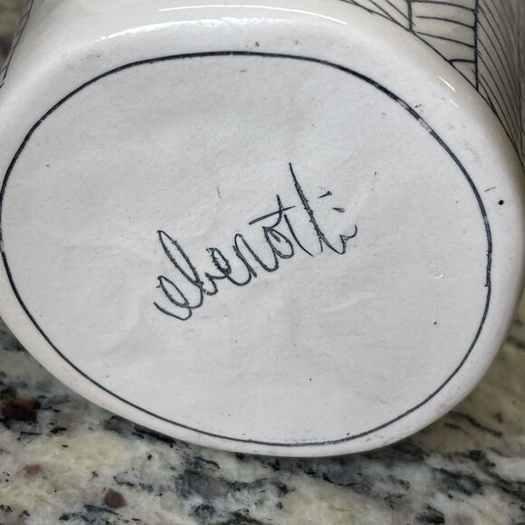 Elizabeth Benotti Handcrafted Ceramic Pottery Mugs with Herringbone Designs - Picture 11 of 14